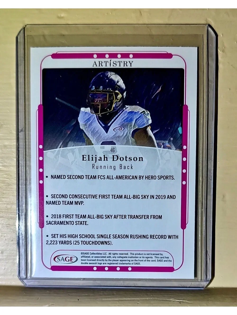 Elijah Dotson 2023 SAGE NFL Artistry Football #46 Card